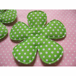 30pcs Big Padded Spring Polka dots Flower 75mm - Lime Green