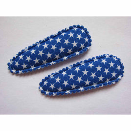 60 Padded Star Print 55mm Cute Hair Clip Covers-Royal