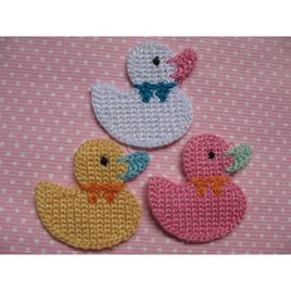 24 Crochet Duck Appliques 1.5"-3 Colors