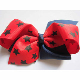 10pcs Grosgrain Hair Star Bow Flag 5.5"-Red