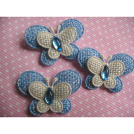 40 Padded Butterfly Rhinestone 1.5"-Blue