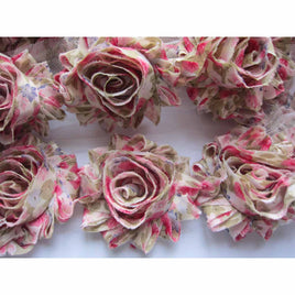 7 YARDS Floral Shabby Chiffon Flower Trim 2.5"