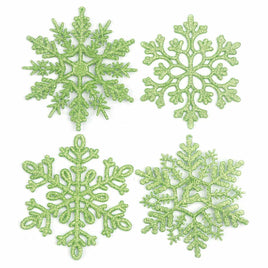 32pcs 4" Glitter Snowflake Ornament - Lime Green