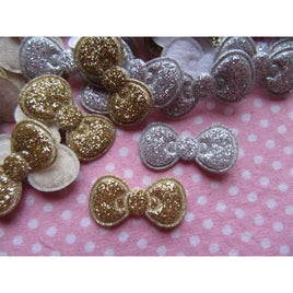 200pcs Sparkly Glitter Bow 7/8"-Gold/Silver