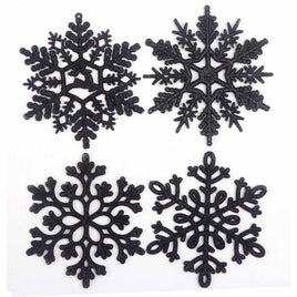 32pcs 4" Glitter Snowflake Ornament - Black