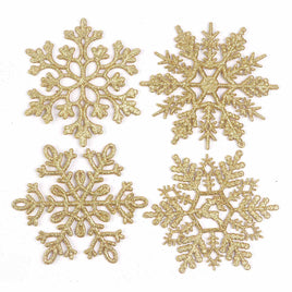 32pcs 4" Glitter Snowflake Ornament - Gold