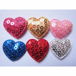 120 Padded Sequin Heart 7/8"-6 Colors