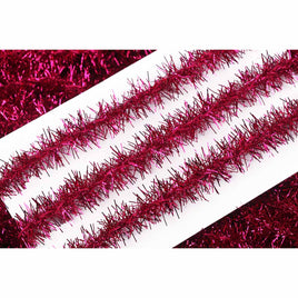 20y Skinny Metallic Christmas Tinsel Garland Ribbon,3/4" - Hot Pink