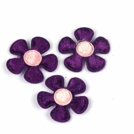 100pcs Padded Velvet Flower 1"-Dark Purple