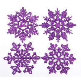 32pcs 4" Glitter Snowflake Ornament - Purple