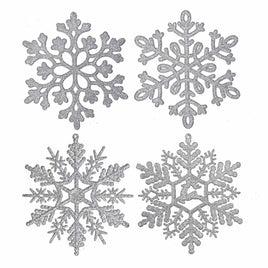 32pcs 4" Glitter Snowflake Ornament - Silver