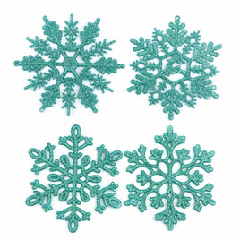 32pcs 4" Glitter Snowflake Ornament - Teal