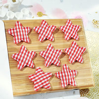 Wholesale 500pcs Padded Gingham Star 1" Embellishment - Red