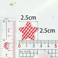 Wholesale 500pcs Padded Gingham Star 1" Embellishment - Red