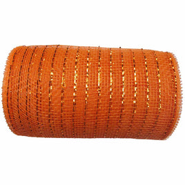 10 inch x 30 feet(10 Yards) Metallic Deco Poly Mesh Ribbon - Orange