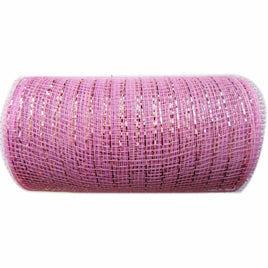 10 inch x 30 feet(10 Yards) Metallic Deco Poly Mesh Ribbon - Pink