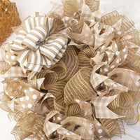 Jute Burlap Mesh Ribbon For Wreaths 10 inch x 10 Yards-Natural