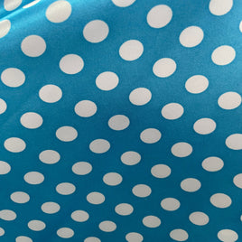 Satin Polka Dot Charmeuse Fabric-Turquoise