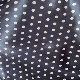 Satin Polka Dot Charmeuse Fabric-Navy