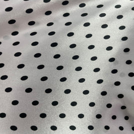 Satin Polka Dot Charmeuse Fabric-Black/White