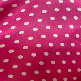 Satin Polka Dot Charmeuse Fabric-Hot Pink