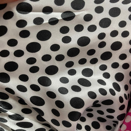 Satin Polka Dot Charmeuse Fabric-White/Black