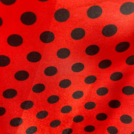 Satin Polka Dot Charmeuse Fabric-Red/Black