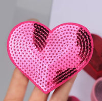 15 Pcs Shinny Sequins Heart 3.25 Inch Iron on-3 Colors