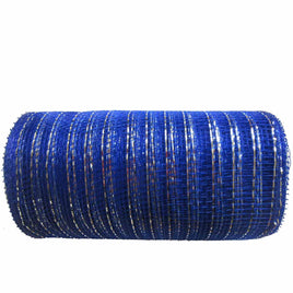 10 inch x 30 feet(10 Yards) Metallic Deco Poly Mesh Ribbon - Royal/Silver