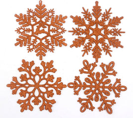 32pcs Orange Glitter Snowflake 4 Inch For Christmas Decoration