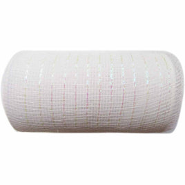 6 inch x 30 feet(10 Yards) Metallic Deco Poly Mesh Ribbon - White